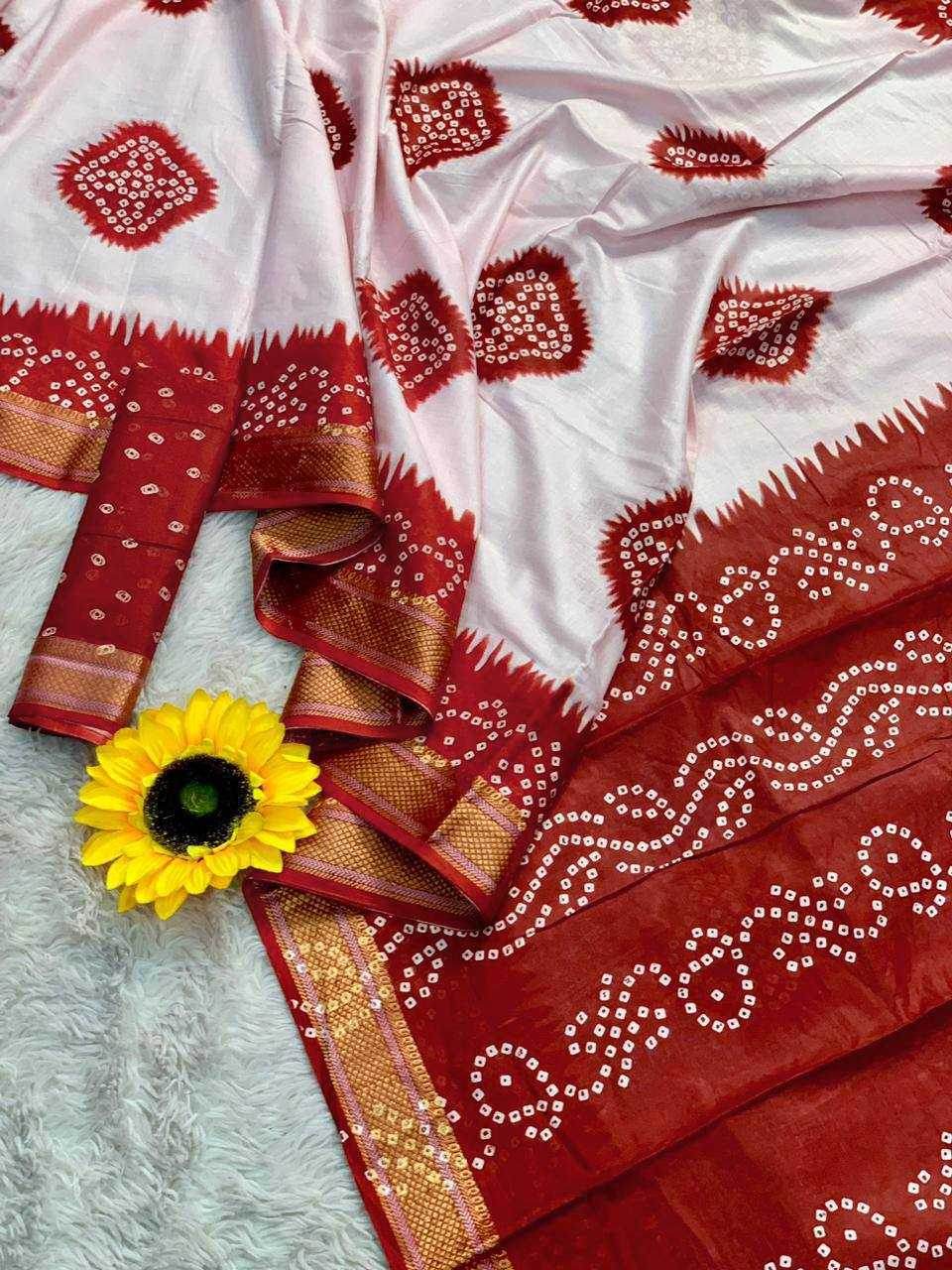 Bandhani Printed Cotton Sarees - MYLUXURY LANE ENTERPRISE